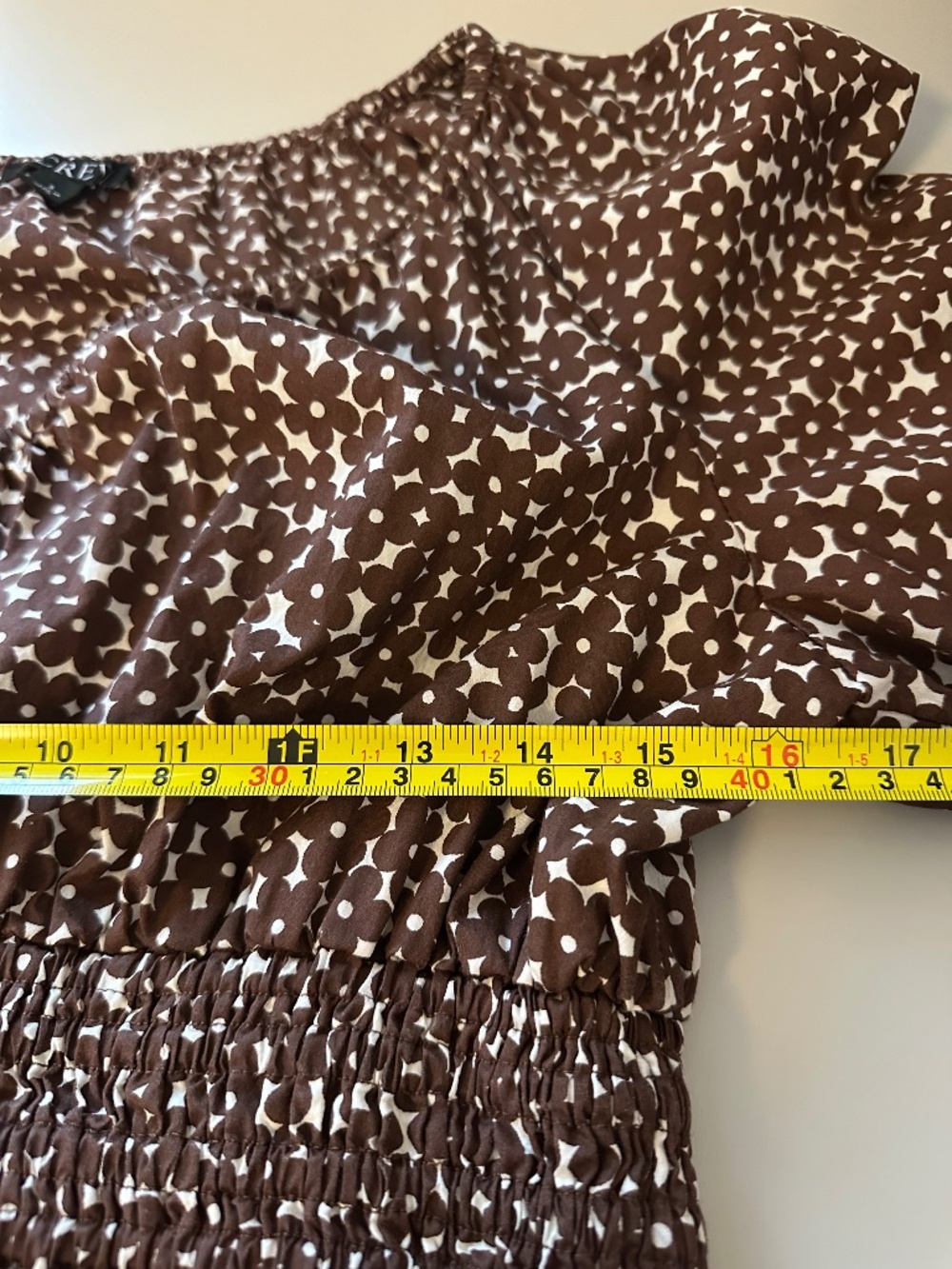 J. Crew V-neck Smocked Waist Floral Top in Mocha Floral | Size Small - Picture 5 of 7